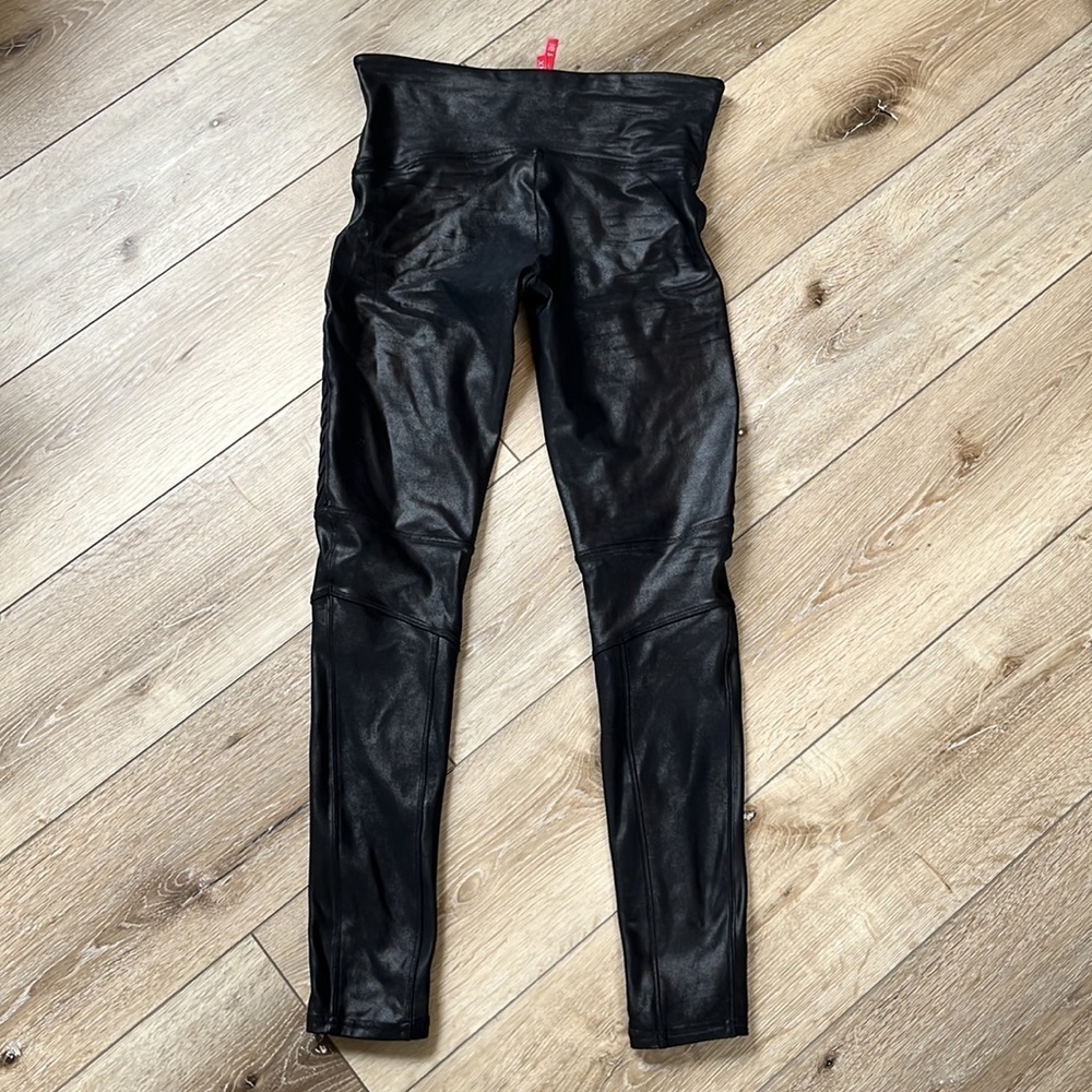 Spanx Black Moto Faux Leather Leggings - Picture 7 of 10